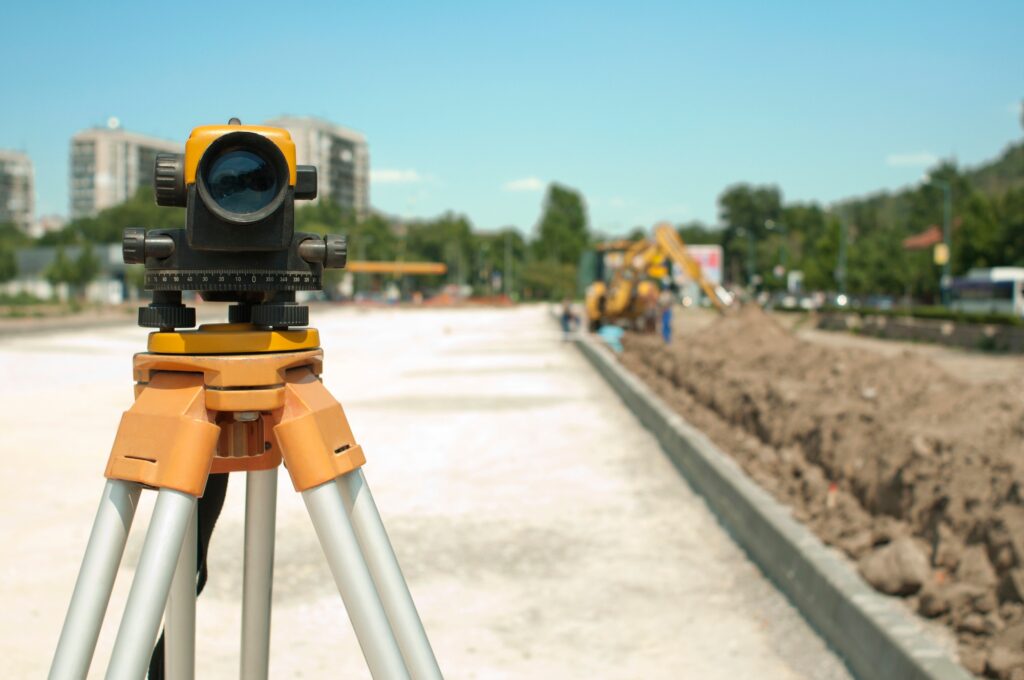 Surveying equipment to infrastructure construction project